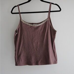 Women's Mauve Embellished Tank Top